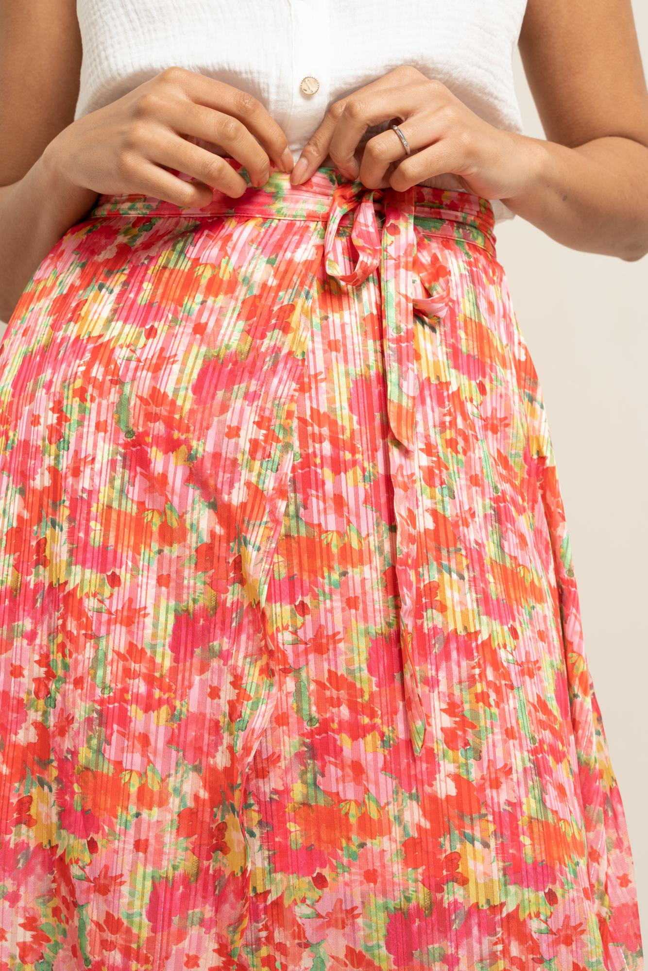 Wrap skirt pinks and green