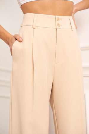 Cream wide trousers