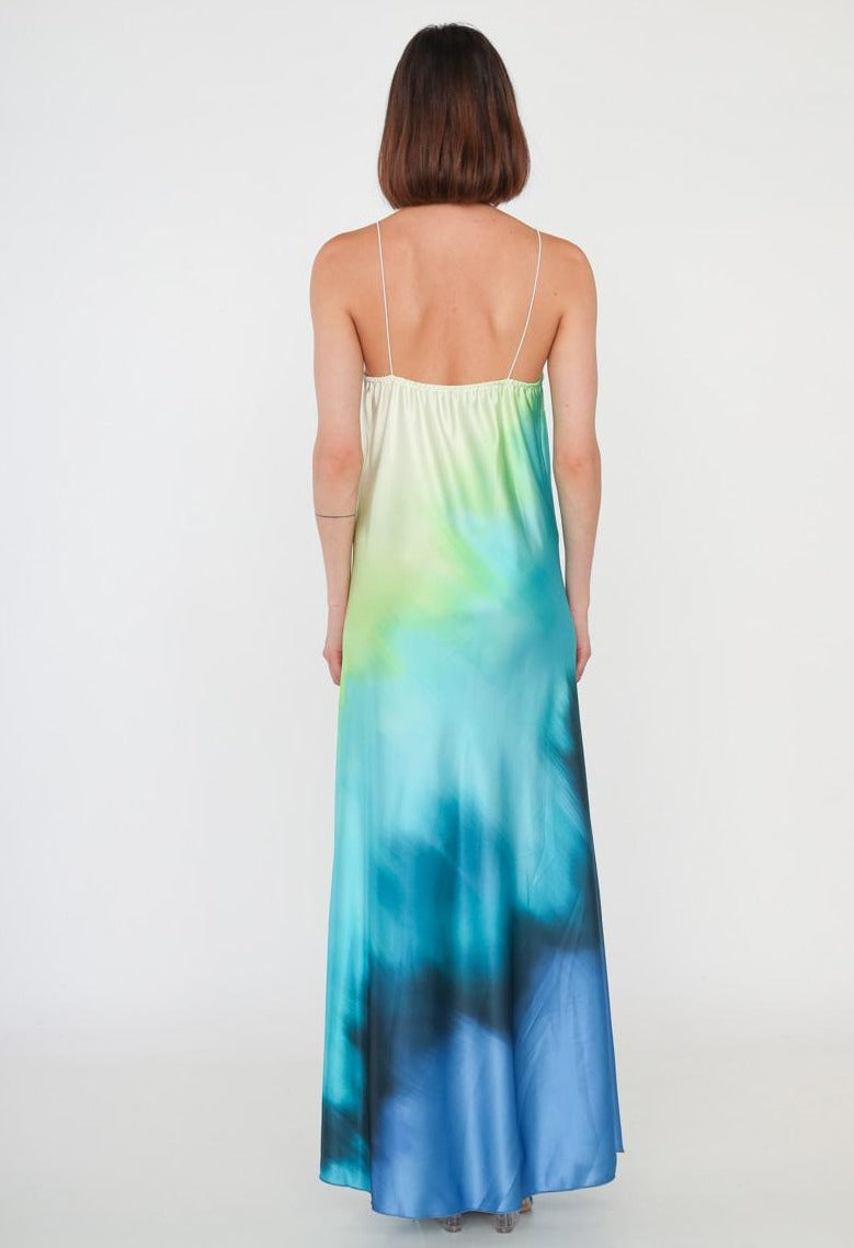 Long tie dye print slip dress