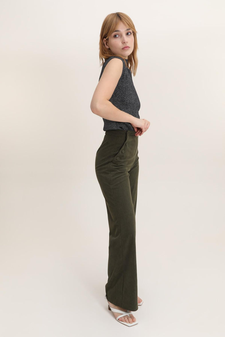 Velvet buttoned pants