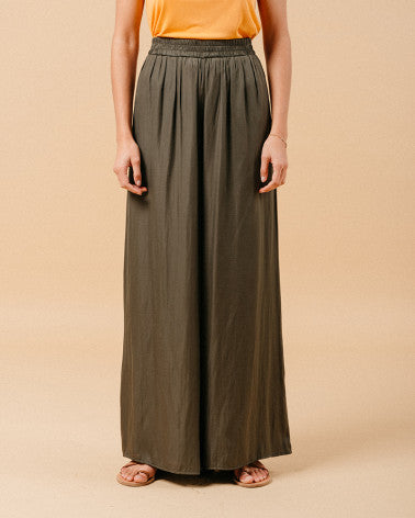 Matcha Wide Silky Trousers