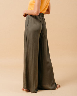 Matcha Wide Silky Trousers
