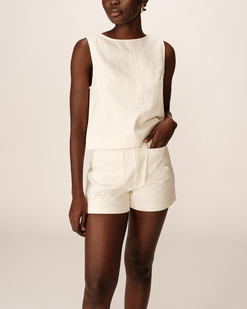 Ecru Cotton Pino Shorts