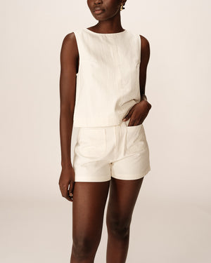 Ecru Cotton Pino Shorts