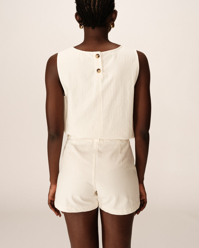 Ecru Cotton Pino Shorts