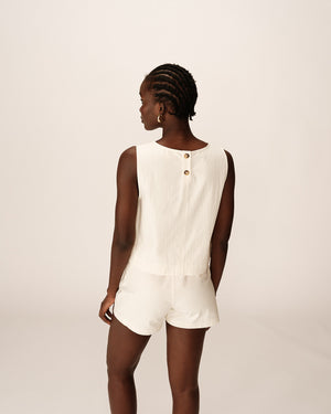 Ecru Cotton Pino Shorts
