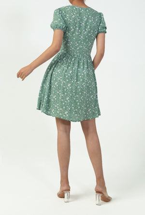 Floral green Short/knee Dress
