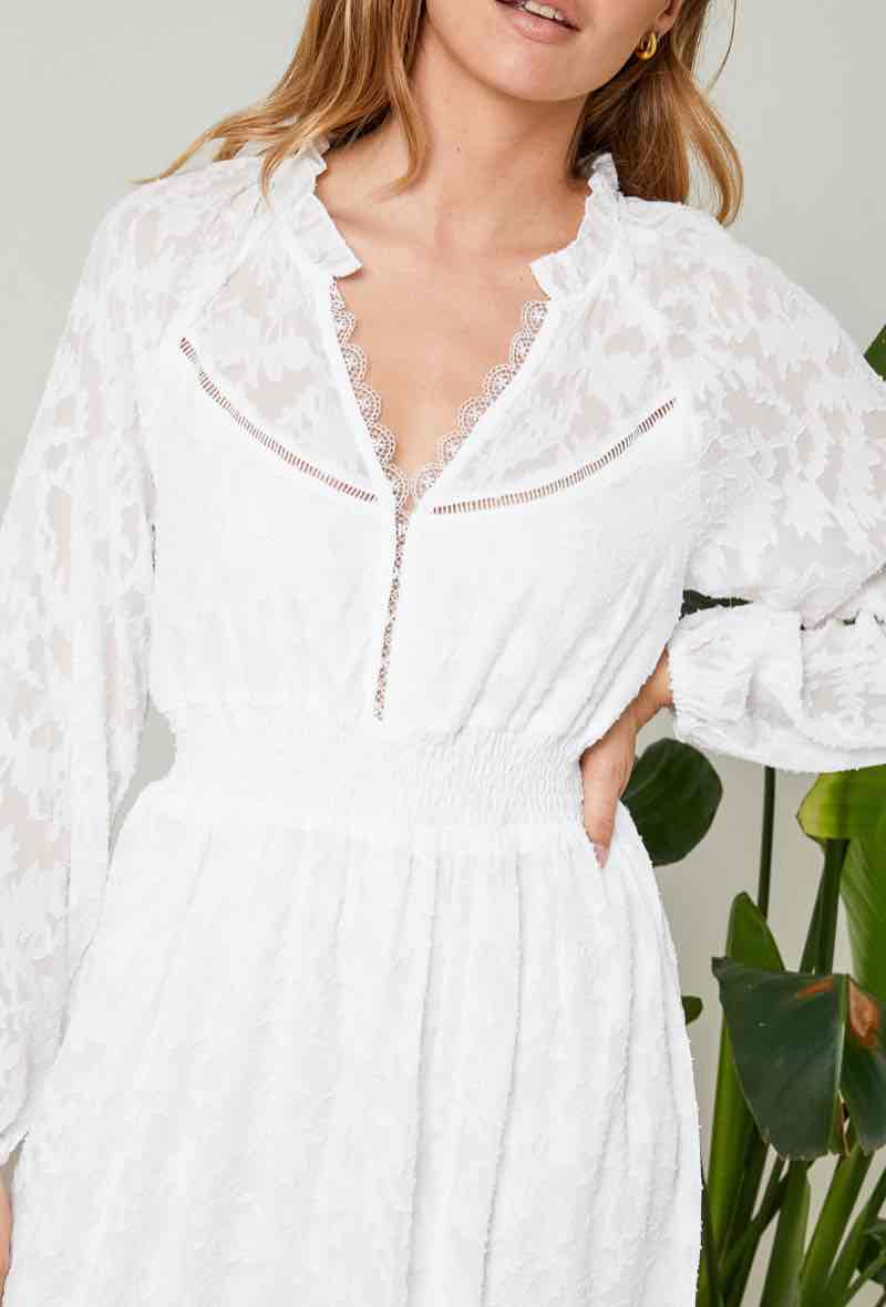 Helena White Devore Dress