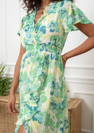Hannah Green Floral Lurex Dress