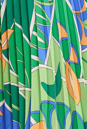 Albertine Green print pleated skirt