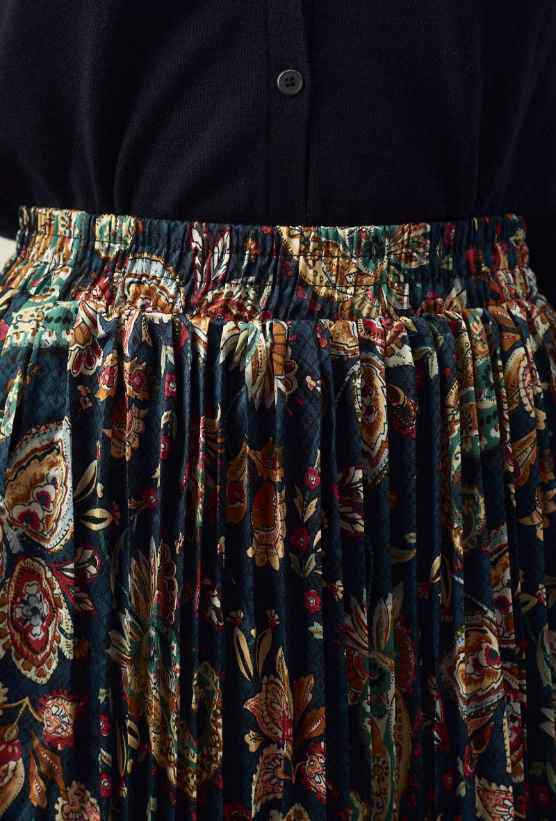 Maeli Pleated paisley skirt