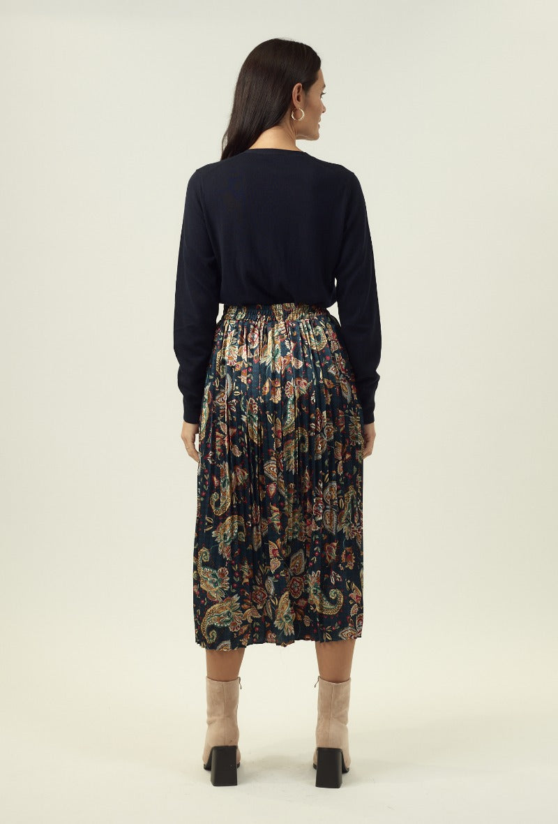 Maeli Pleated paisley skirt