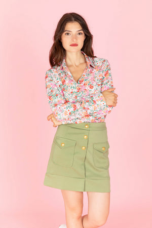 Alina floral rose and green Blouse